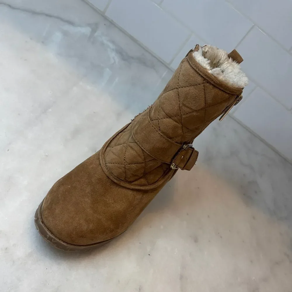 Unisa Boots Women's Quilted Suede Tan Wedge Boots